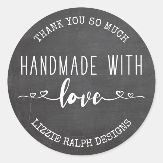 Handgemaakt met Liefde Chalkboard Custom Dank U Ronde Sticker (Voorkant)