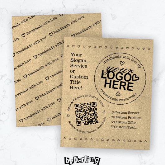 Handgemaakt met Liefde Custom Logo QR Code Rustic Flyer