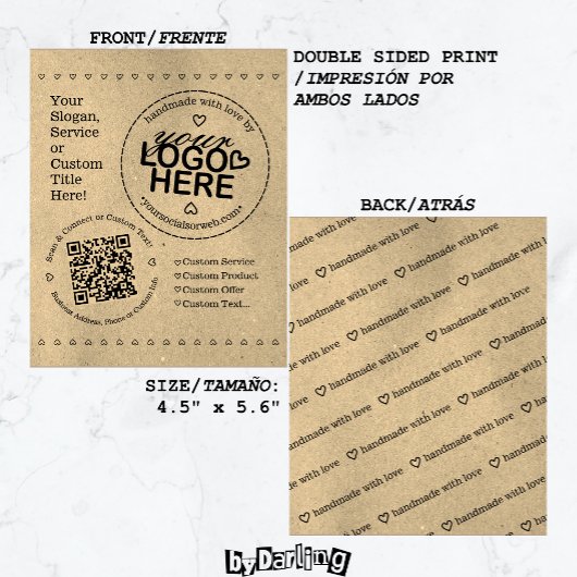 Handgemaakt met Liefde Custom Logo QR Code Rustic Flyer