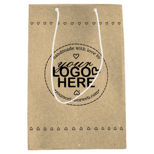 Handgemaakt met liefde Custom Logo Rustic Modern Medium Cadeauzakje (Voorkant)