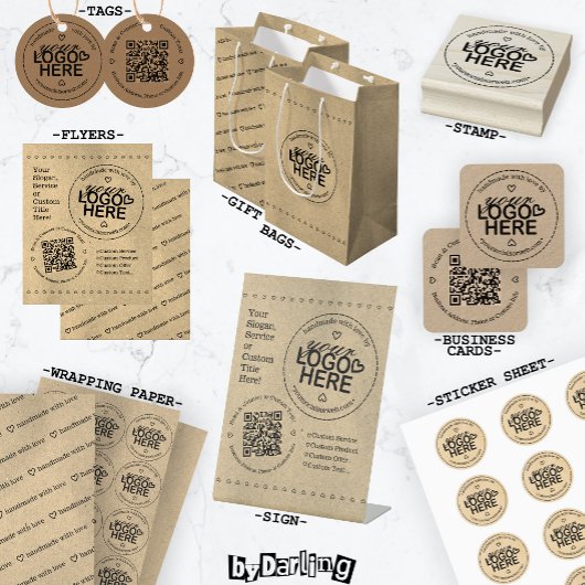 Handgemaakt met liefde Custom Logo Rustic Modern Medium Cadeauzakje