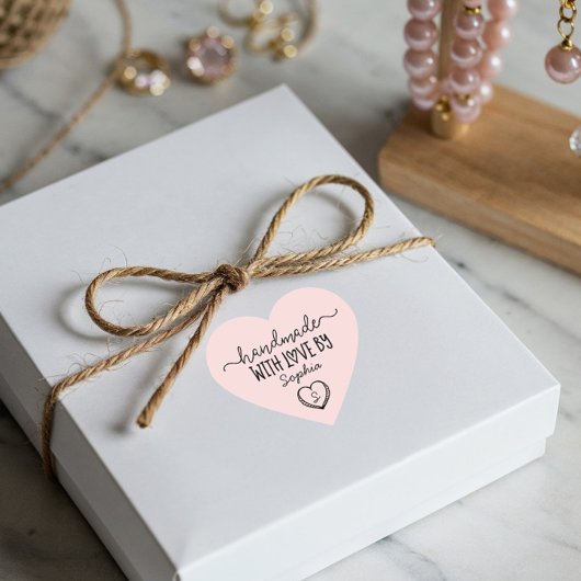 Handgemaakt Met Liefde Custom Monogram Hart Sticke Hart Sticker