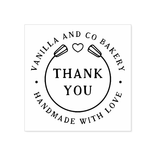 Handgemaakt met liefde dank u hart whisk bakkerij 	rubberstempel (Afrduk)