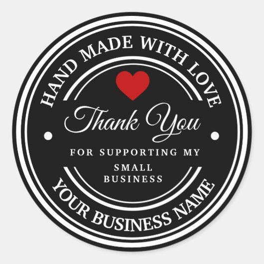 handgemaakt met liefde | dank u klassiek ronde ronde sticker (Voorkant)