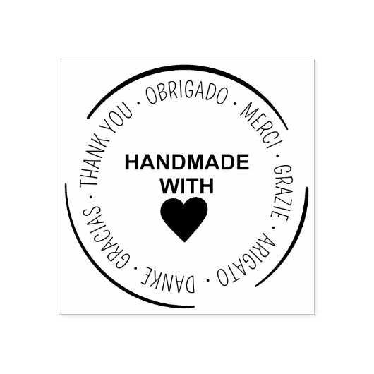 Handgemaakt met liefde Dank u voor meertalig Rubberstempel (Afrduk)