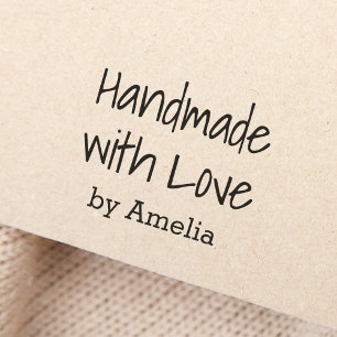 Handgemaakt met liefde door de handgeschreven doop 	rubberstempel