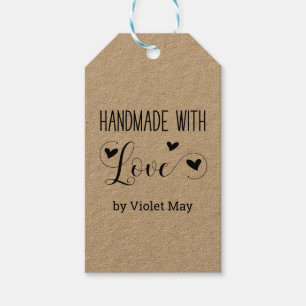 Handgemaakt met liefde - Elegant Rustic Kraft Cust Cadeaulabel