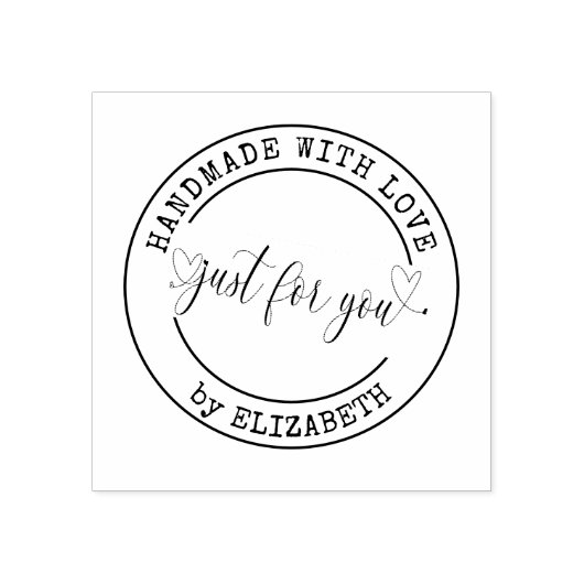 Handgemaakt Met Liefde Elegant Script Product Stem Rubberstempel (Afrduk)