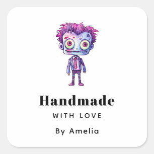 Handgemaakt met liefde Funny Frankenstein Monster Vierkante Sticker