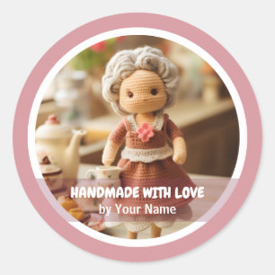 Handgemaakt met liefde Gehaakte dame keuken Ronde Sticker