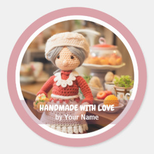 Handgemaakt met liefde Gehaakte dame keuken Ronde Sticker