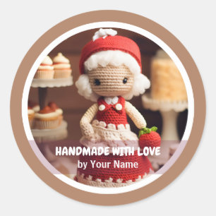 Handgemaakt met liefde Gehaakte dame keuken Ronde Sticker