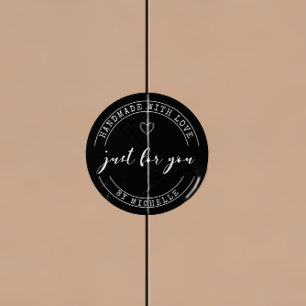 Handgemaakt met liefde gepersonaliseerde monogram  ronde sticker