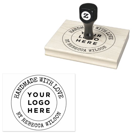 Handgemaakt met liefde grote custom 	rubberstempel (Gestempeld)