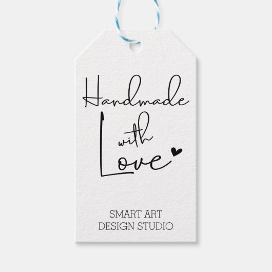Handgemaakt met Liefde Hand Lettering Custom Kraft Cadeaulabel (Voorkant)