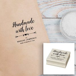 Handgemaakt met liefde - Hart & Pijlen - Naam Rubberstempel