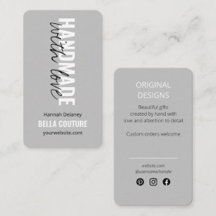 Handgemaakt met liefde in overmaatse Typografie gr Visitekaartje