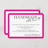 HANDGEMAAKT MET LIEFDE insert moderne chique fusch Bedankkaart (Voorkant / Achterkant)