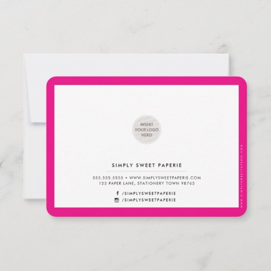 HANDGEMAAKT MET LIEFDE insert moderne chique fusch Bedankkaart (Achterkant)