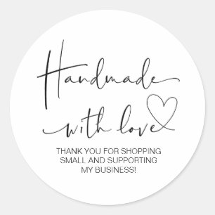 Handgemaakt met liefde kleine bedrijven dank u Sch Ronde Sticker