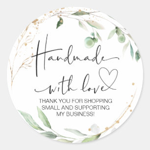 Handgemaakt met liefde kleine bedrijven dank u Sch Ronde Sticker