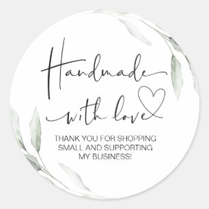 Handgemaakt met liefde kleine bedrijven dank u Sch Ronde Sticker