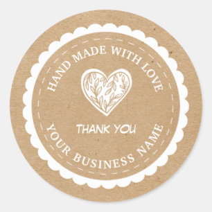 Handgemaakt met liefde kraftpapier Dank u Ronde Sticker
