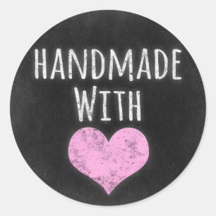 Handgemaakt Met Liefde Krijtbord Rustiek Shabby Ch Ronde Sticker