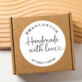 Handgemaakt met liefde Minimal Simple Heart Script Ronde Sticker