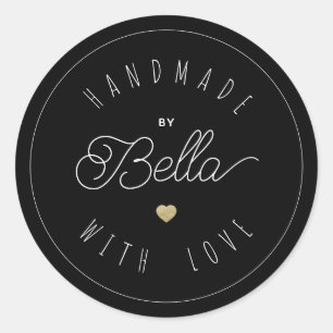Handgemaakt met liefde minimalistische script kall ronde sticker