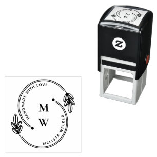 Handgemaakt met liefde Monogram Modern Zelfinktende Stempel