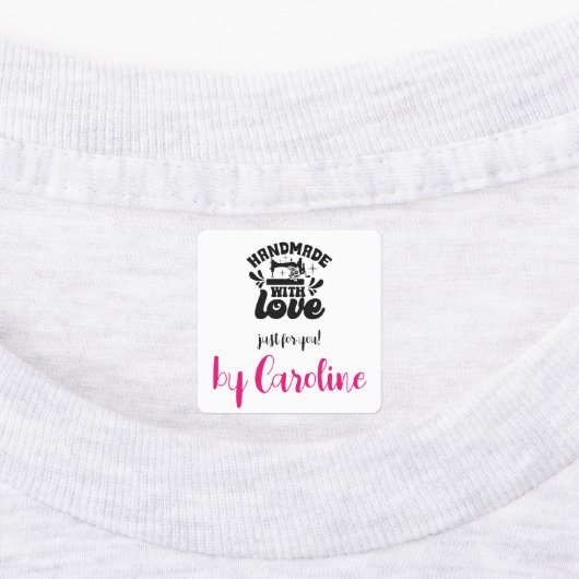 Handgemaakt met liefde naaimachine gepersonaliseer labels (Aangebracht)
