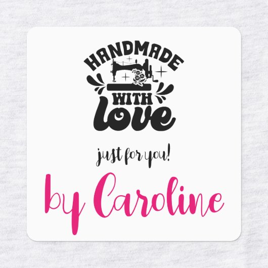 Handgemaakt met liefde naaimachine gepersonaliseer labels (Design 1)