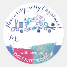 Handgemaakt met liefde naaimachine Kerstlabel