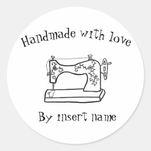 Handgemaakt met liefde  naaimachine sticker