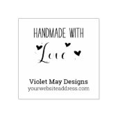 Handgemaakt met liefde - Naam en website Rubberstempel (Afrduk)