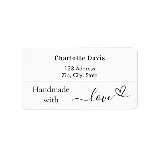Handgemaakt met liefde naam merk kleur retour adre etiket (Voorkant)
