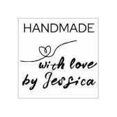 Handgemaakt met liefde op naam hart rubberstempel (Afrduk)