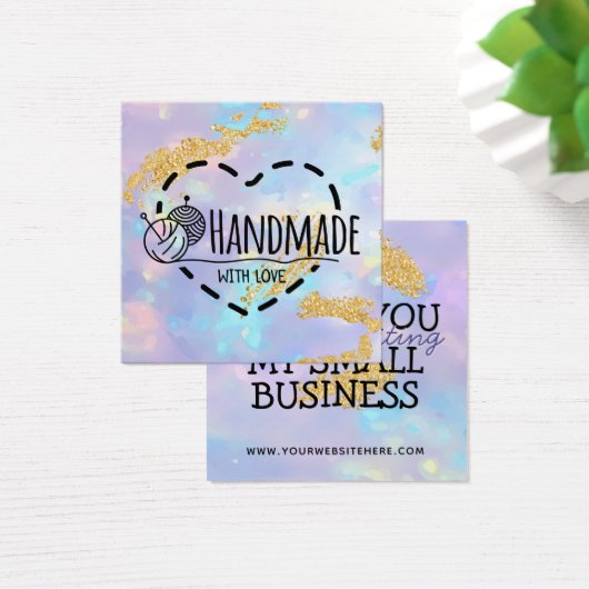 Handgemaakt met liefde - opal gouden bedankt voor vierkante visitekaartjes (Bureau)