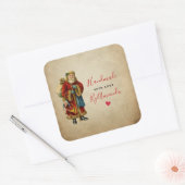 Handgemaakt met Liefde Oude Wereld Kerstman Vierkante Sticker (Envelop)