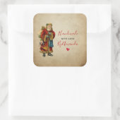 Handgemaakt met Liefde Oude Wereld Kerstman Vierkante Sticker (Tas)
