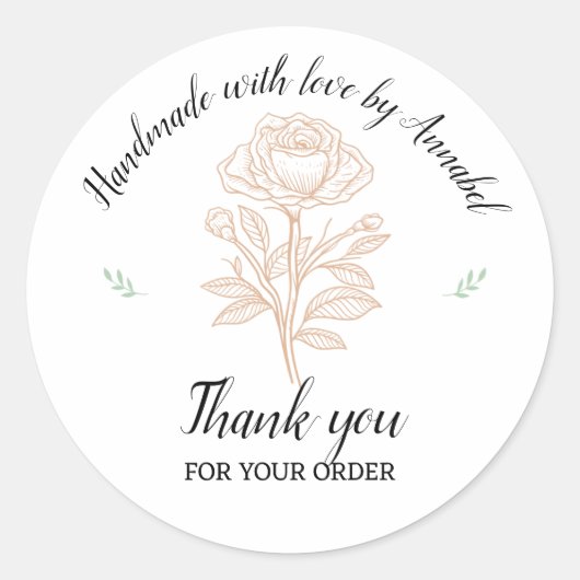 "Handgemaakt met liefde" personaliseren Ronde Sticker (Voorkant)