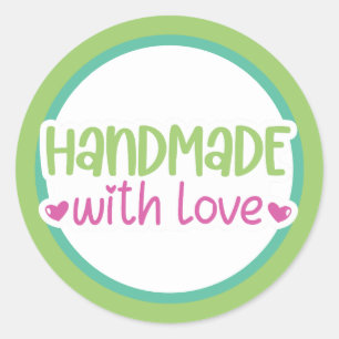 Handgemaakt met liefde ronde sticker