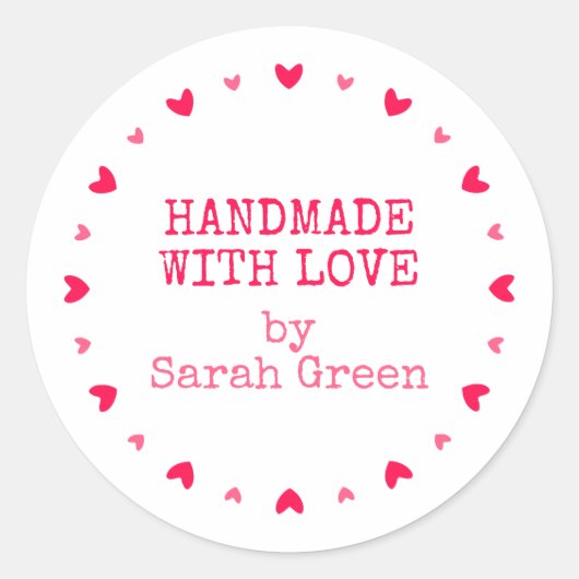 Handgemaakt met liefde ronde sticker (Voorkant)