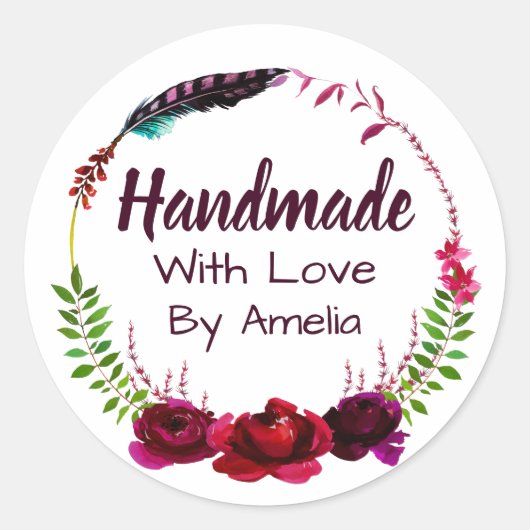 Handgemaakt met liefde ronde sticker (Voorkant)