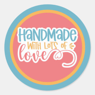 Handgemaakt met liefde ronde sticker