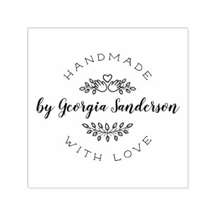 Handgemaakt met liefde   Rustiek Hart & Handen Sch Zelfinktende Stempel