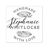 Handgemaakt met liefde | Rustieke schets bladeren  Zelfinktende Stempel (Design)