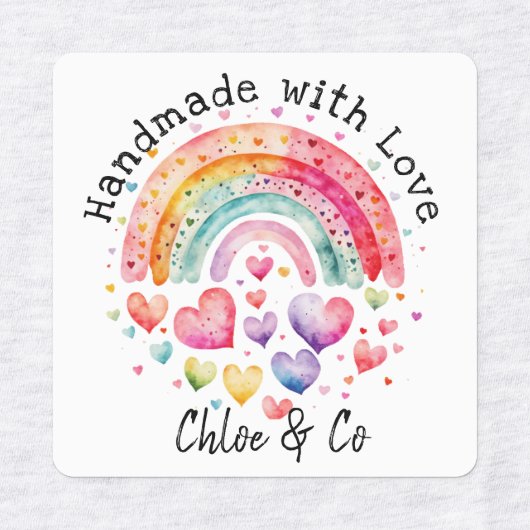 Handgemaakt met Liefde Schattige Rainbow & Hearts Labels (Design 1)