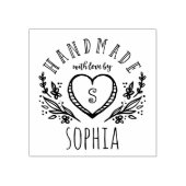 Handgemaakt met Liefde Schetste Bloemen Hart Monog Rubberstempel (Afrduk)